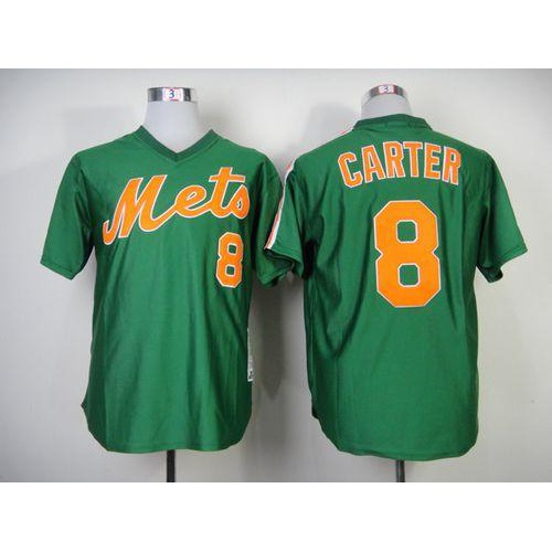 Mitchell And Ness 1985 New York Mets #8 Gary Carter Green Throwback Stitched Jersey Men's