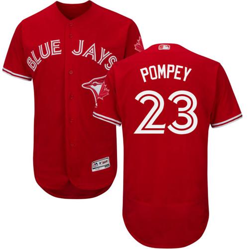 Toronto Blue Jays #23 Dalton Pompey Red Flexbase Authentic Collection Canada Day Stitched Jersey Men's