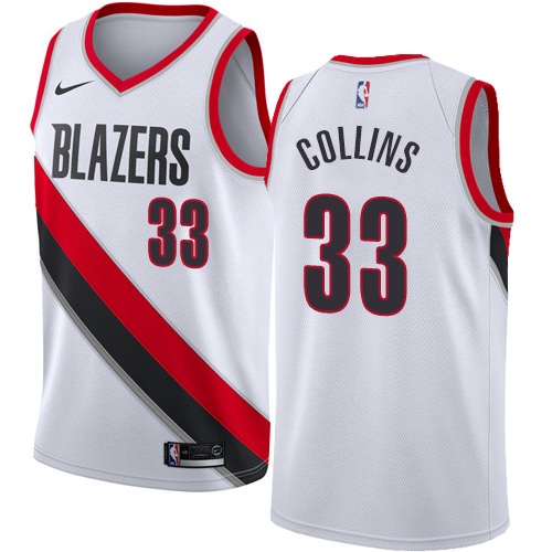 Portland Trail Blazers #33 Zach Collins White Womens Swingman Association Edition Jersey Womens