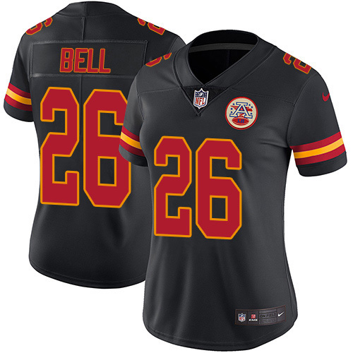 Kansas City Chiefs #26 Le'Veon Bell Black Women's Stitched Limited Rush Jersey Womens