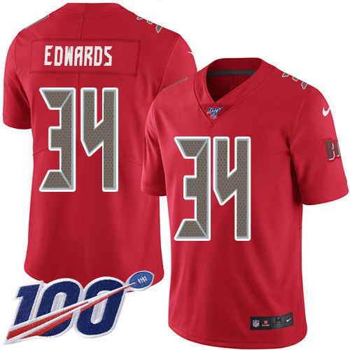Tampa Bay Buccaneers #34 Mike Edwards Red Men's Stitched Limited Rush 100th Season Jersey Men's