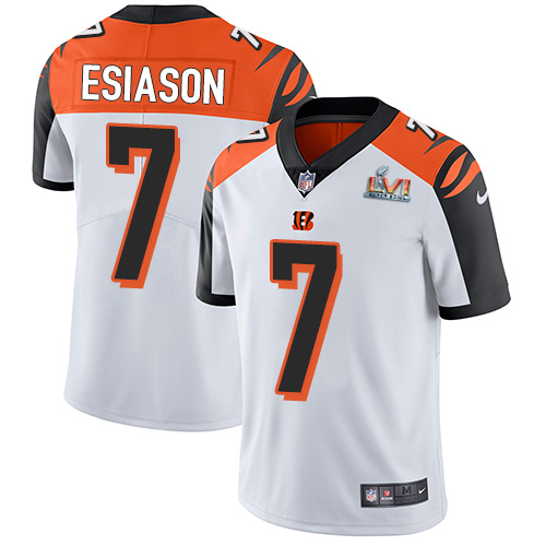 Cincinnati Bengals #7 Boomer Esiason White Super Bowl LVI Patch Men's Stitched Vapor Untouchable Limited Jersey Men's