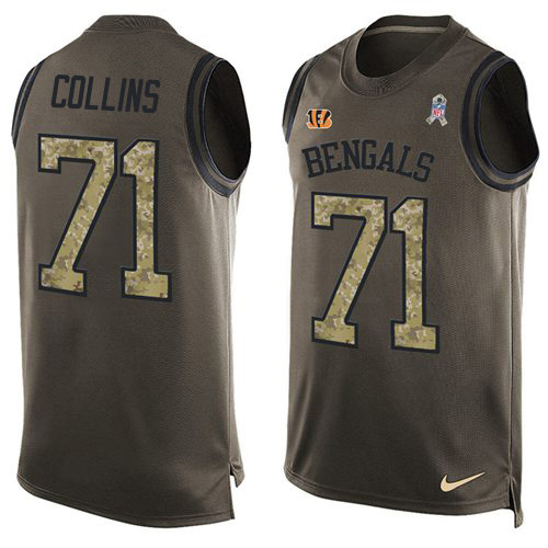 Bengals #71 La'el Collins Green Men's Stitched Limited Salute To Service Tank Top Jersey