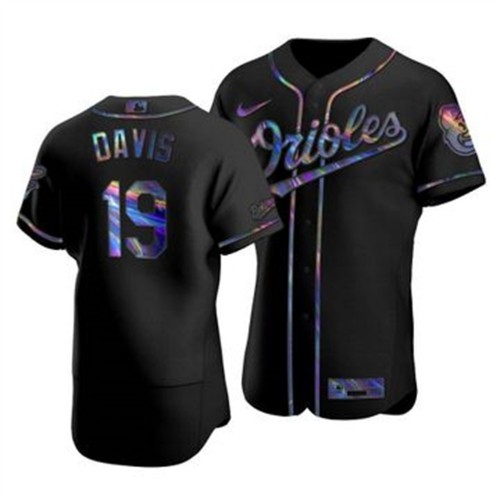 Baltimore Baltimore Orioles #19 Chris Davis Men's Iridescent Holographic Collection Jersey - Black Men's