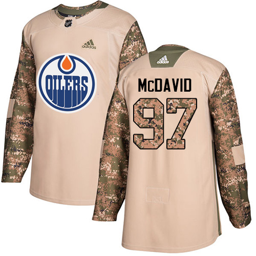 Adidas Edmonton Oilers #97 Connor McDavid Camo Authentic 2017 Veterans Day Stitched Jersey Men's