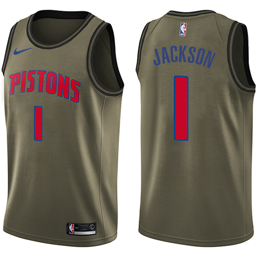 Detroit Pistons #1 Reggie Jackson Green Salute to Service Youth Swingman Jersey Youth