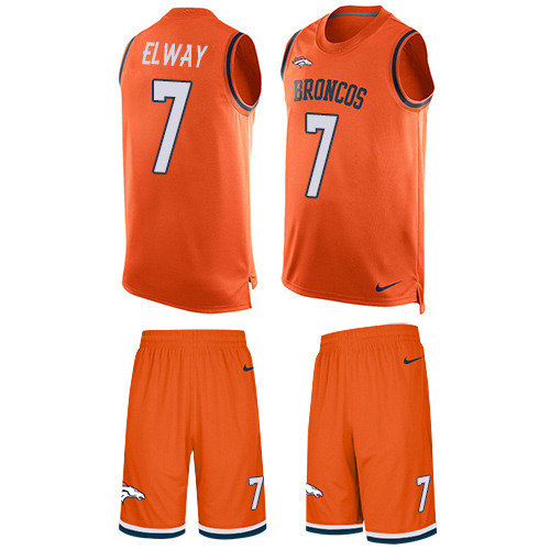 Broncos #7 John Elway Orange Team Color Men's Stitched Limited Tank Top Suit Jersey