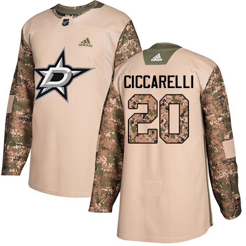 Adidas Dallas Stars #20 Dino Ciccarelli Camo Authentic 2017 Veterans Day Stitched Jersey Men's