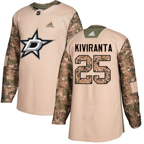 Adidas Dallas Stars #25 Joel Kiviranta Camo Authentic 2017 Veterans Day Youth Stitched Jersey Youth