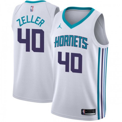 Charlotte Hornets #40 Cody Zeller White Jordan Swingman Association Edition Jersey Mens