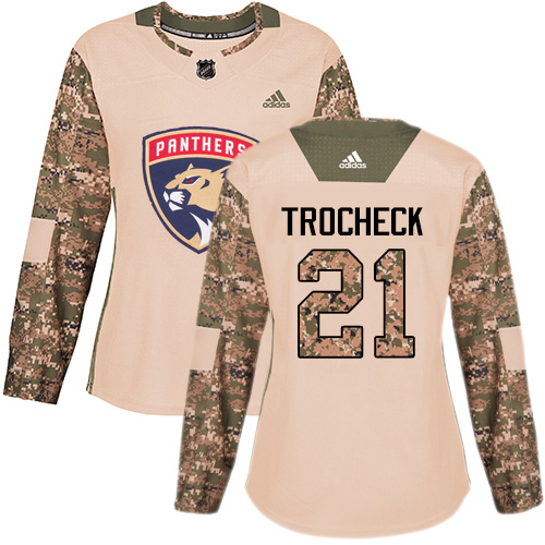 Adidas Florida Panthers #21 Vincent Trocheck Camo Authentic 2017 Veterans Day Women's Stitched Jersey Womens