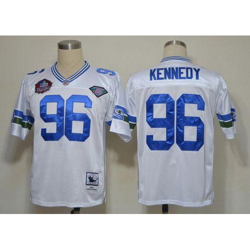 Mitchell And Ness Hall of Fame 2012 Seattle Seahawks #96 Cortez Kennedy White Stitched Throwback Jersey Men's