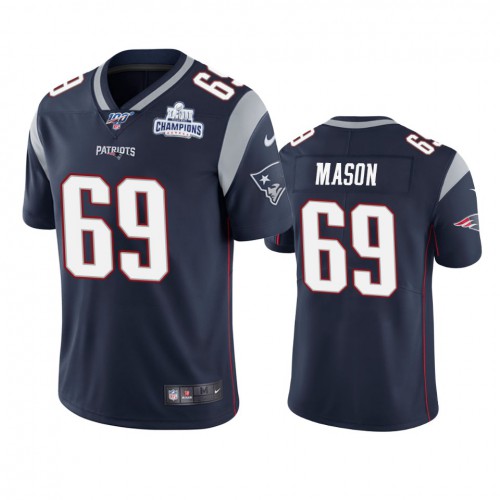 New England New England Patriots #69 Shaq Mason Navy Super Bowl LIII Champions Vapor Limited Jersey Men's