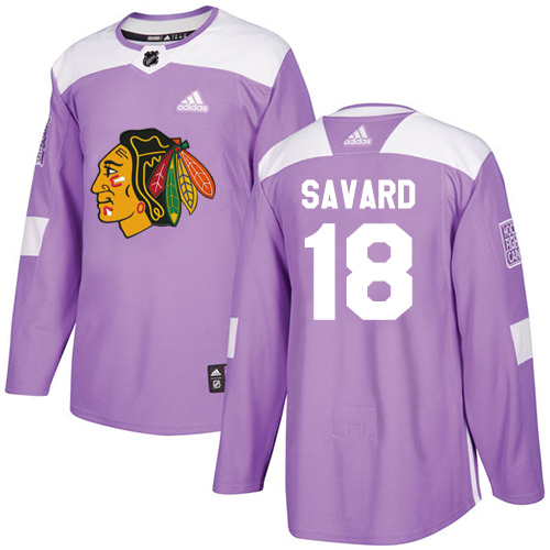 Adidas Chicago Blackhawks #18 Denis Savard Purple Authentic Fights Cancer Stitched Jersey Men's