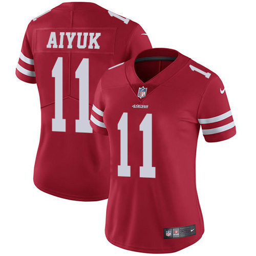 San Francisco 49ers #11 Brandon Aiyuk Red Team Color Women's Stitched Vapor Untouchable Limited Jersey Womens