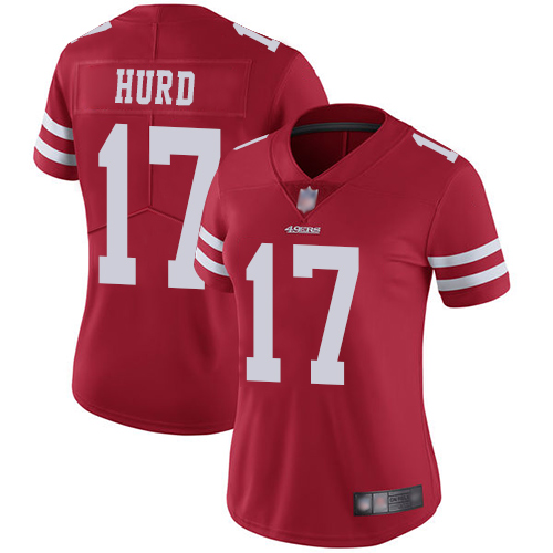 San Francisco 49ers #17 Jalen Hurd Red Team Color Women's Stitched Vapor Untouchable Limited Jersey Womens