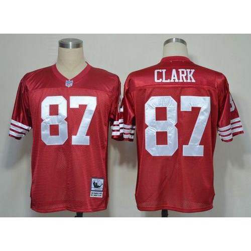 Mitchell And Ness San Francisco 49ers #87 Dwight Clark Red Stitched Throwback Jersey Men's