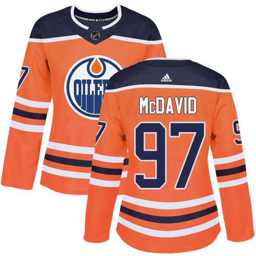 Adidas Edmonton Oilers #97 Connor McDavid Orange Home Authentic Women's Stitched Jersey Womens