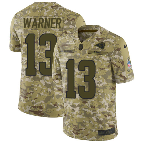Los Angeles Rams #13 Kurt Warner Camo Youth Stitched Limited 2018 Salute to Service Jersey Youth