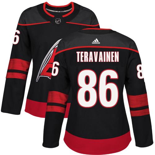 Adidas Carolina Hurricanes #86 Teuvo Teravainen Black Alternate Authentic Women's Stitched Jersey Womens