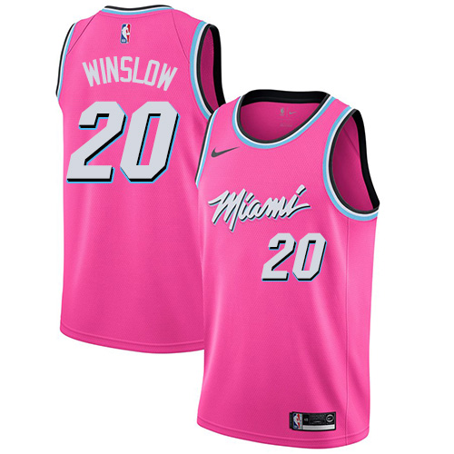 Miami Heat #20 Justise Winslow Pink Swingman Earned Edition Jersey Mens