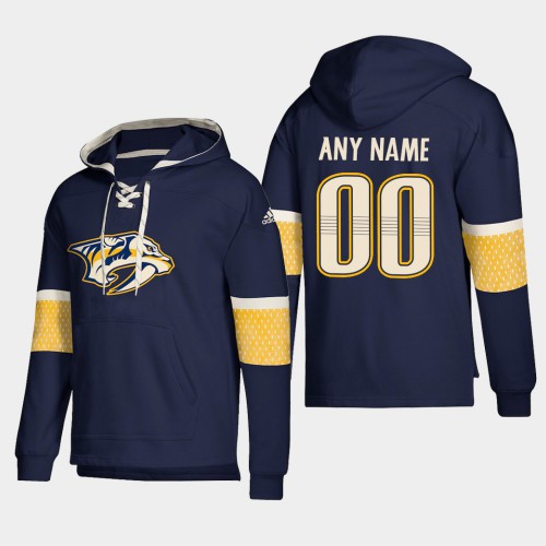 Nashville Predators Personalized Lace-Up Pullover Hoodie Navy