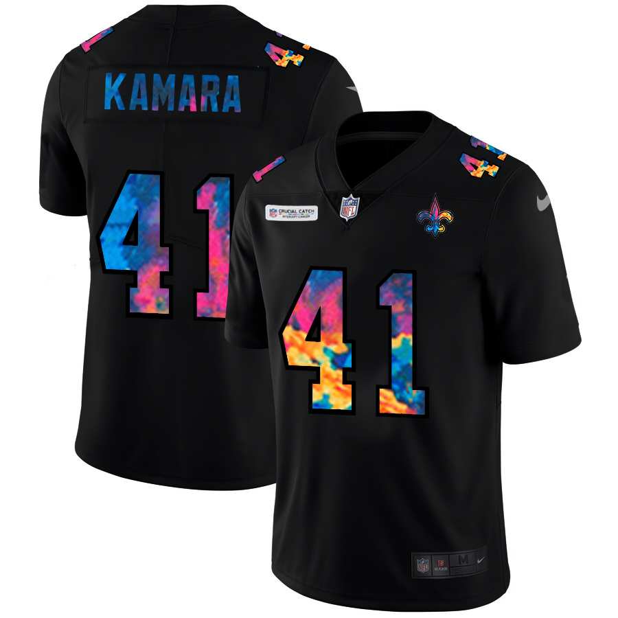 New Orleans Saints #41 Alvin Kamara Men's Multi-Color Black 2020 Crucial Catch Vapor Untouchable Limited Jersey