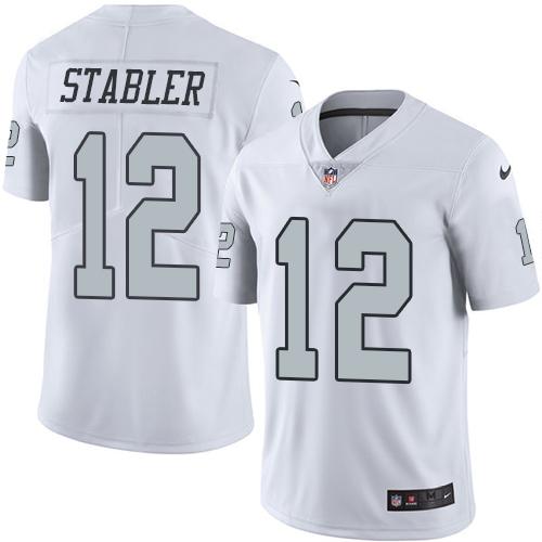 Las Vegas Raiders #12 Kenny Stabler White Men's Stitched Limited Rush Jersey Men's