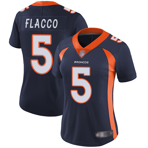 Denver Broncos #5 Joe Flacco Blue Alternate Women's Stitched Vapor Untouchable Limited Jersey Womens