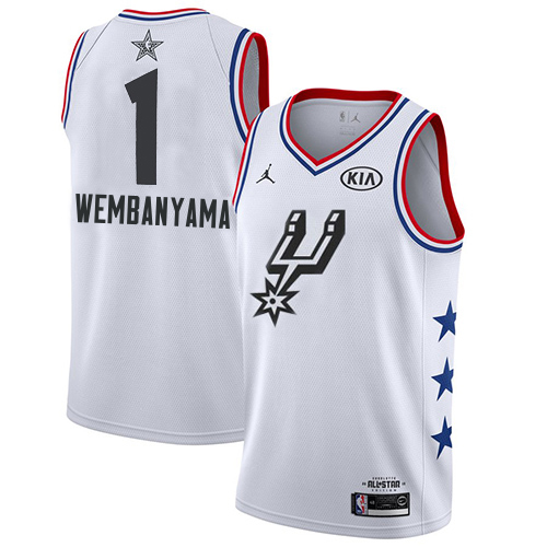 San Antonio Spurs #1 Victor Wembanyama White Youth Jordan Swingman 2019 All-Star Game Jersey