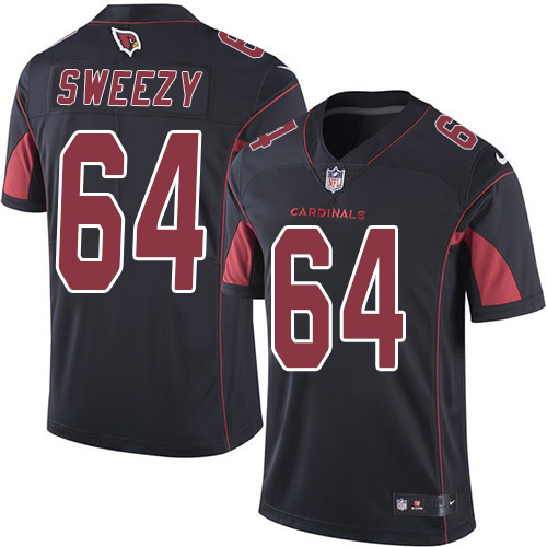 Arizona Cardinals #64 J.R. Sweezy Black Men's Stitched Limited Rush Jersey Men's