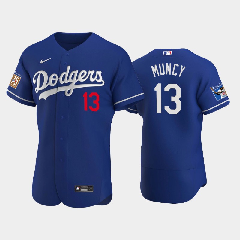 Los Angeles Dodgers #13 Max Muncy Men's Jackie Robinson 75th Anniversary Authentic Jersey - Royal