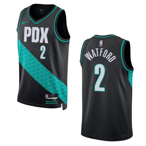 Portland Trail Portland Trail Blazers #2 Trendon Watford Unisex Black 2022-23 Swingman Jersey - City Edition Mens