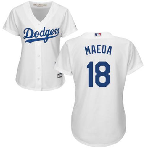 Los Angeles Dodgers #18 Kenta Maeda White Home Women's Stitched Jersey Womens