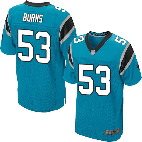 Panthers #53 Brian Burns Blue Alternate Men's Stitched Elite Jersey