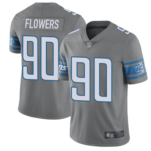 Detroit Lions #90 Trey Flowers Gray Men's Stitched Limited Rush Jersey Men's