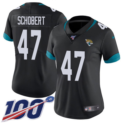 Jacksonville Jaguars #47 Joe Schobert Black Team Color Women's Stitched 100th Season Vapor Untouchable Limited Jersey Womens