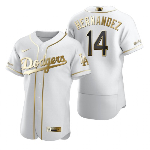 Los Angeles Los Angeles Dodgers #14 Enrique Hernandez White Men's Authentic Golden Edition Jersey Men's