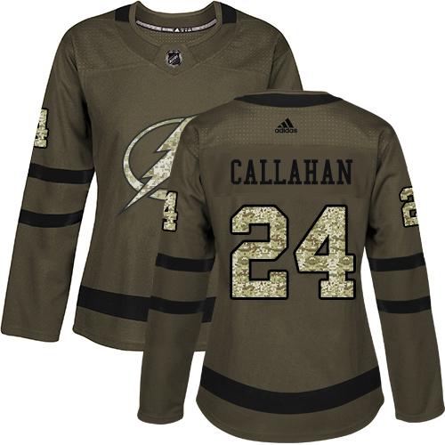 Adidas Tampa Bay Lightning #24 Ryan Callahan Green Salute to Service Women's Stitched Jersey Womens