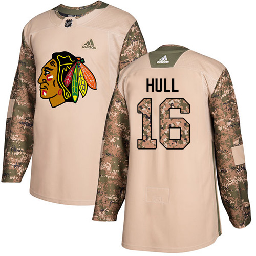 Adidas Chicago Blackhawks #16 Bobby Hull Camo Authentic 2017 Veterans Day Stitched Jersey Men's