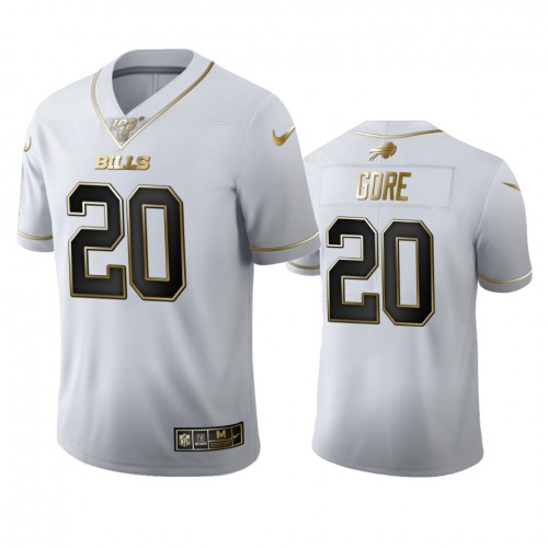 Buffalo Buffalo Bills #20 Frank Gore Men's White Golden Edition Vapor Limited 100 Jersey Men's