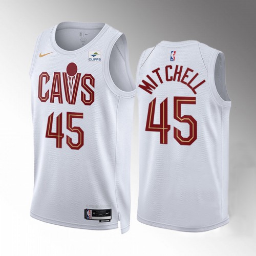 Cleveland Cleveland Cavaliers #45 Donovan Mitchell Mens White 2022-23 Association Edition Jersey Mens
