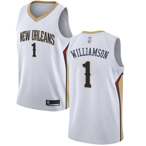 New Orleans Pelicans #1 Zion Williamson White Youth Swingman Association Edition Jersey Youth