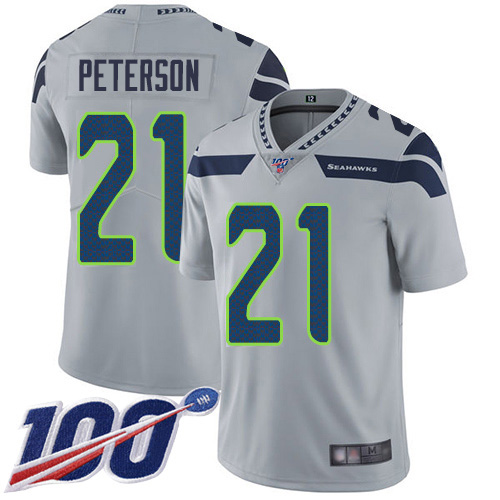 Seattle Seahawks #21 Adrian Peterson Grey Alternate Men's Stitched 100th Season Vapor Untouchable Limited Jersey Men's