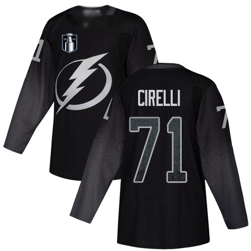 Adidas Tampa Bay Lightning #71 Anthony Cirelli Black 2022 Stanley Cup Final Patch Alternate Authentic Stitched Jersey Men's