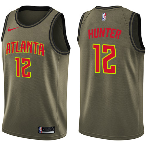 Atlanta Hawks #12 DeAndre Hunter Green Swingman Salute to Service Jersey Mens