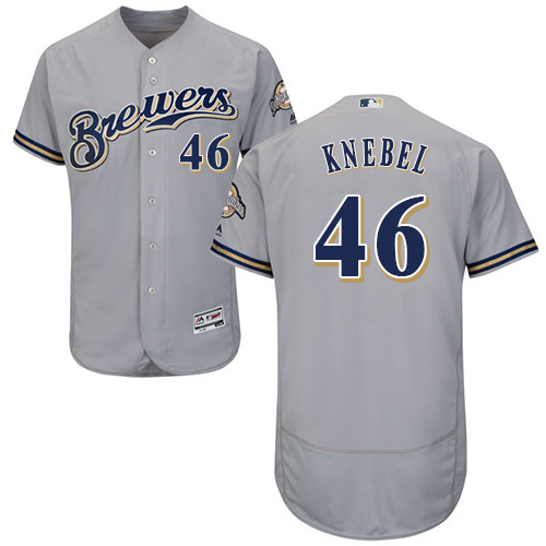 Milwaukee Brewers #46 Corey Knebel Grey Flexbase Authentic Collection Stitched Jersey Men's