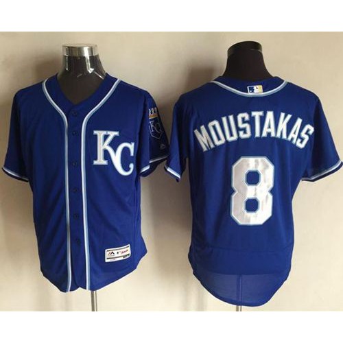 Kansas City Royals #8 Mike Moustakas Royal Blue Flexbase Authentic Collection Stitched Jersey Men's
