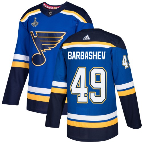 Adidas St. Louis Blues #49 Ivan Barbashev Blue Home Authentic 2019 Stanley Cup Champions Stitched Jersey Men's