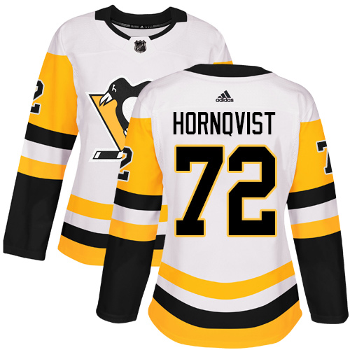 Adidas Pittsburgh Penguins #72 Patric Hornqvist White Road Authentic Women's Stitched Jersey Womens